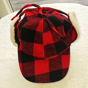 Woodland Creek Buffalo Plaid Flannel Trapper Hat Red/Black, NWOT